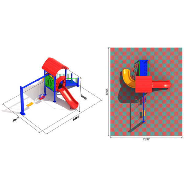 Игровой комплекс с двумя горками и качелями Горизонт БФ10