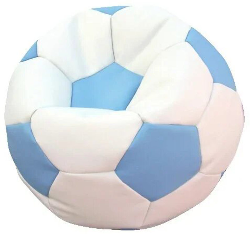 Мягкое детское кресло Мяч D-80, белый с цветными вставками ЛА64