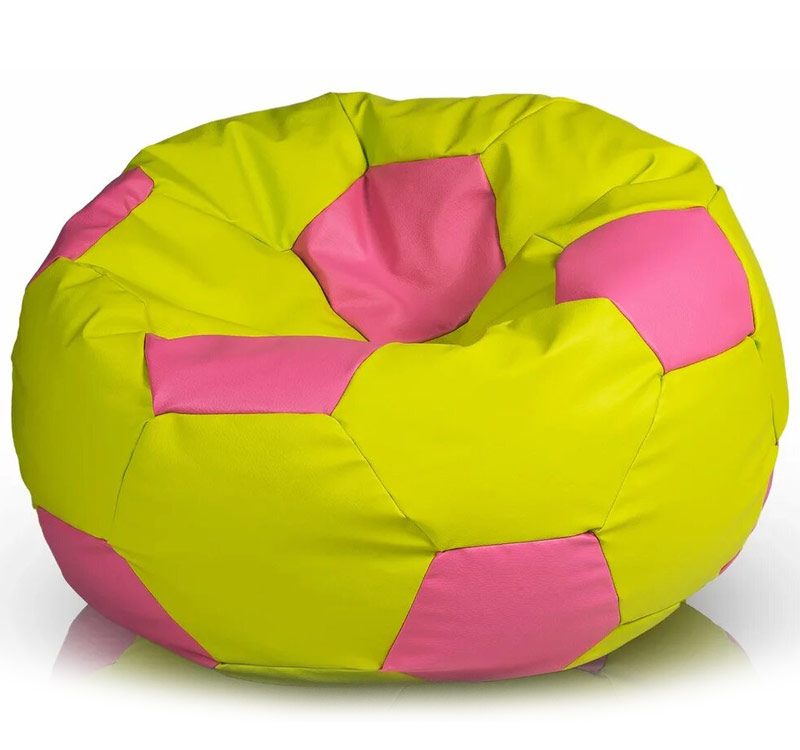 Кресло-мешок Мяч D-100, желтый с цветными вставками ЛА70