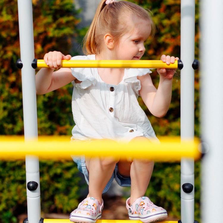 Спортивный комплекс для дачи "Фитнес" + качели-лодка, желтый/серый РА87