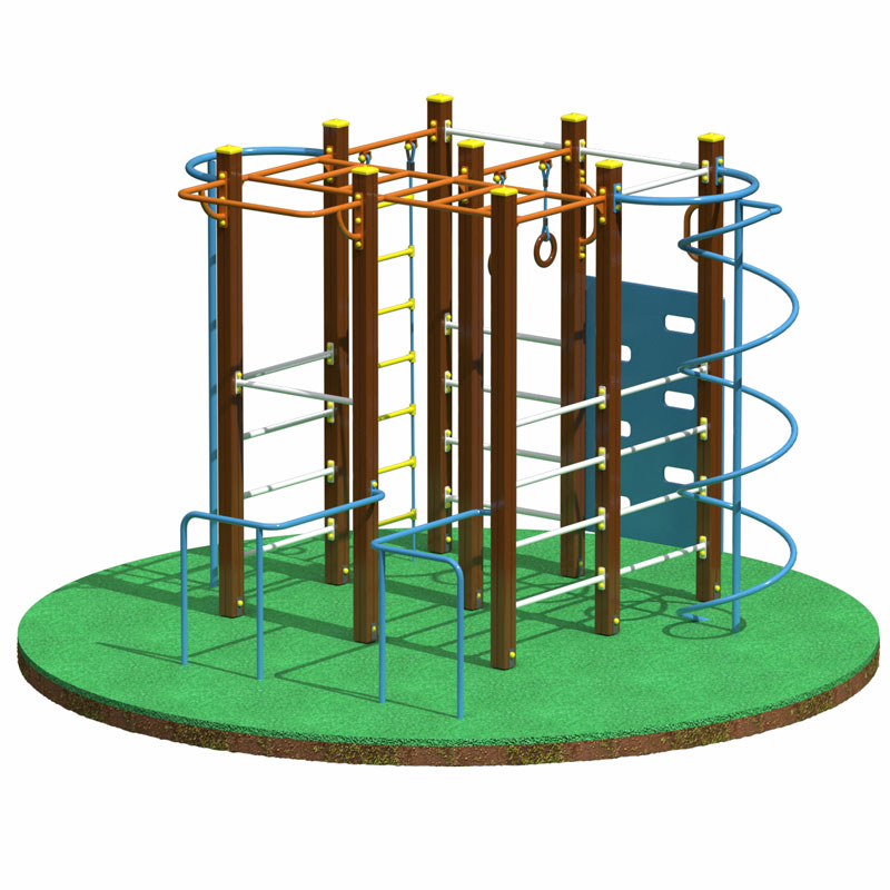 Спортивный комплекс для улицы с канатом и гимнастическими кольцами У51