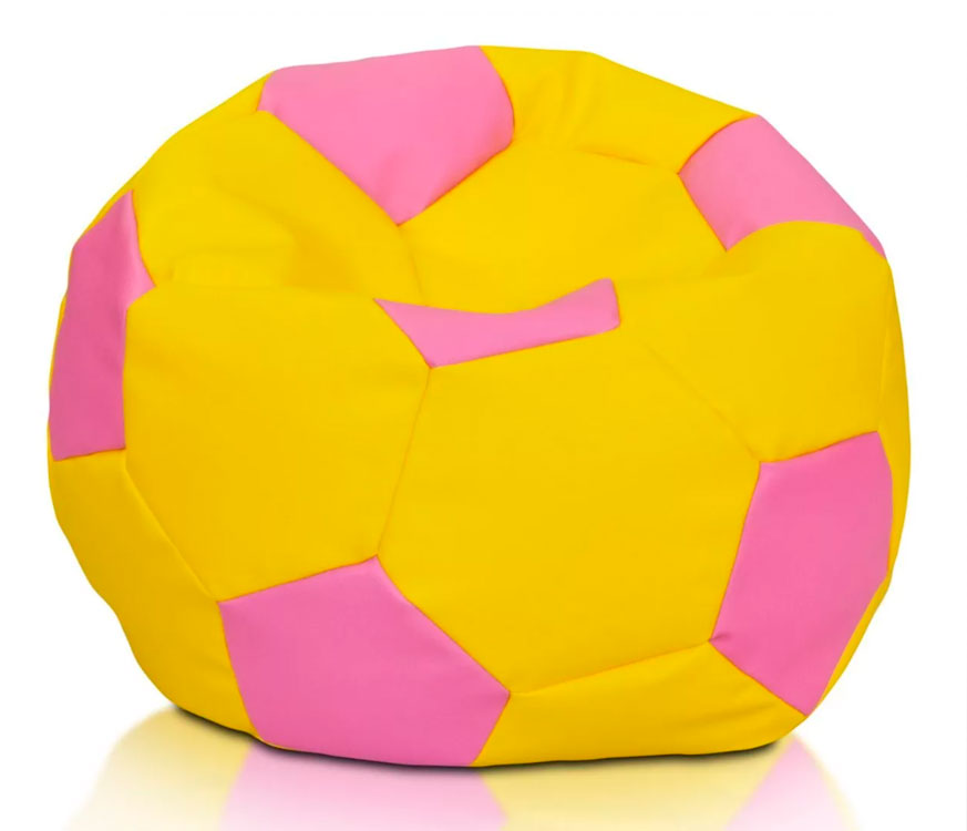 Кресло-мешок "Мяч" D-65, желтый с цветными вставками ЛА60