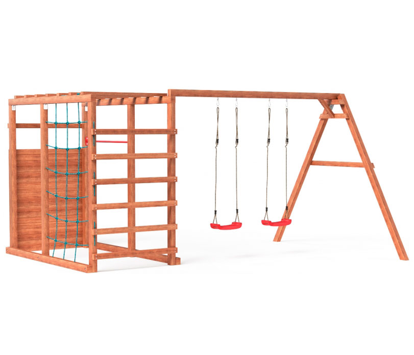 Детский деревянный игровой комплекс с двумя качелями OG-23