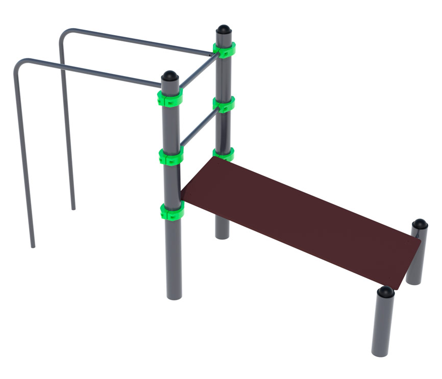 Скамья для пресса с брусьями для воркаута ДВ192