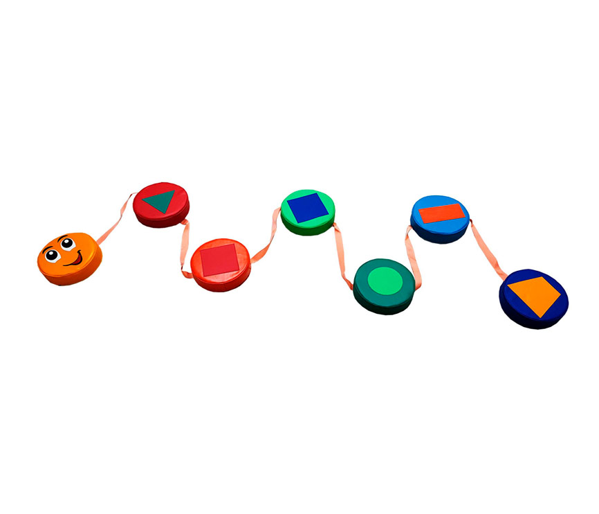 Дорожка Шагайка состоит из семи мягких ярких таблеток, соединенных между собой стропой.  Нашитые на таблетки аппликации помогут деткам усвоить виды геометрических фигур.  Занятие на дорожках помогают улучшить координацию движений, ловкость, устойчивость, развивает опорно-двигательный аппарат.  Вес, кг: 1,711.  Размер таблетки, мм: 200x50.