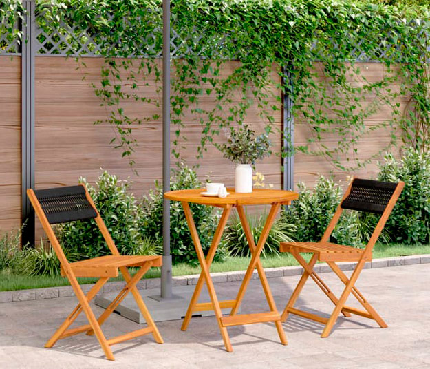 Набор садовой мебели из акации, круглый стол и 2 стула ОГ-69