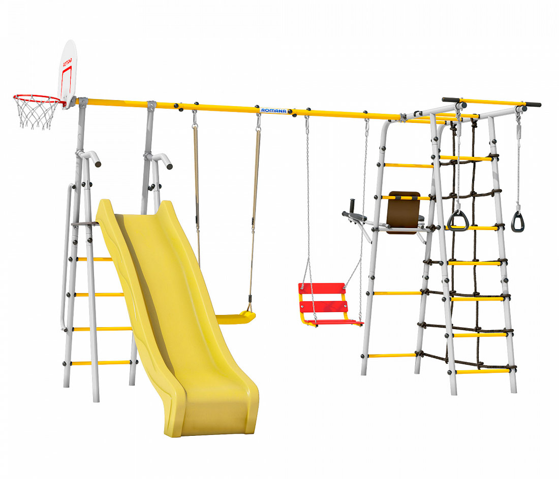 Дачный комплекс Romana "Богатырь-2 МАХ-PRO" с качелями со спинкой и пластиковыми VT-08