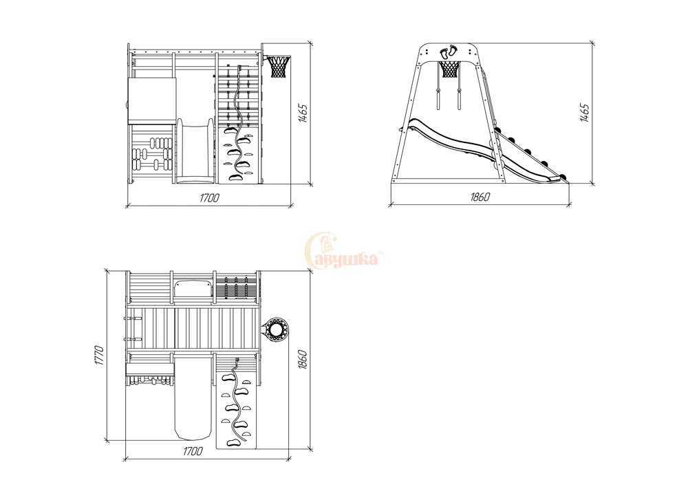 Детская игровая площадка Савушка Непоседа 4 (сосна) СВ-38