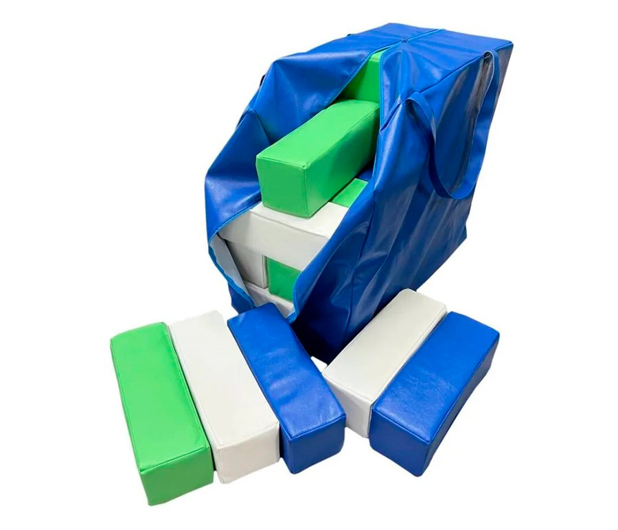 Гигантская мягкая модульная Дженга 45 брусков 50*15*10 см, цвет синий/салатовый/белый ЛА672