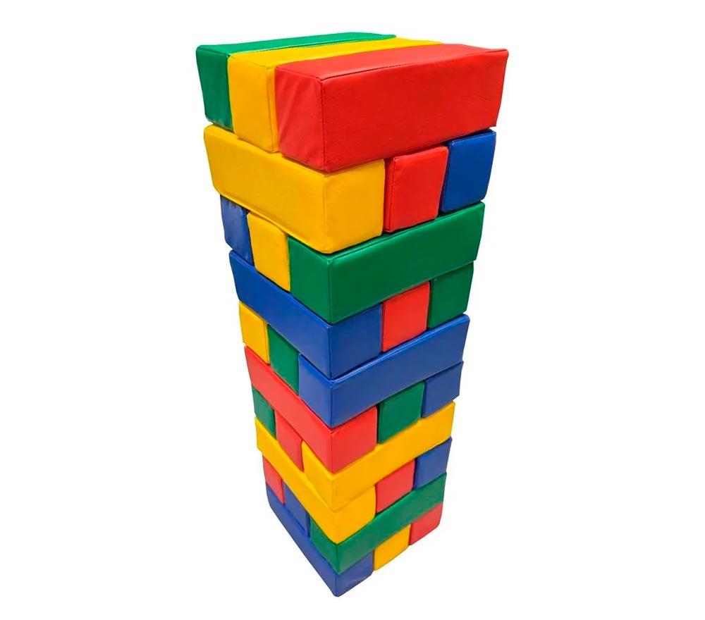 Мягкая модульная Дженга 30 брусков 30*10*10  см, зеленый/синий/красный/желтый ЛА681