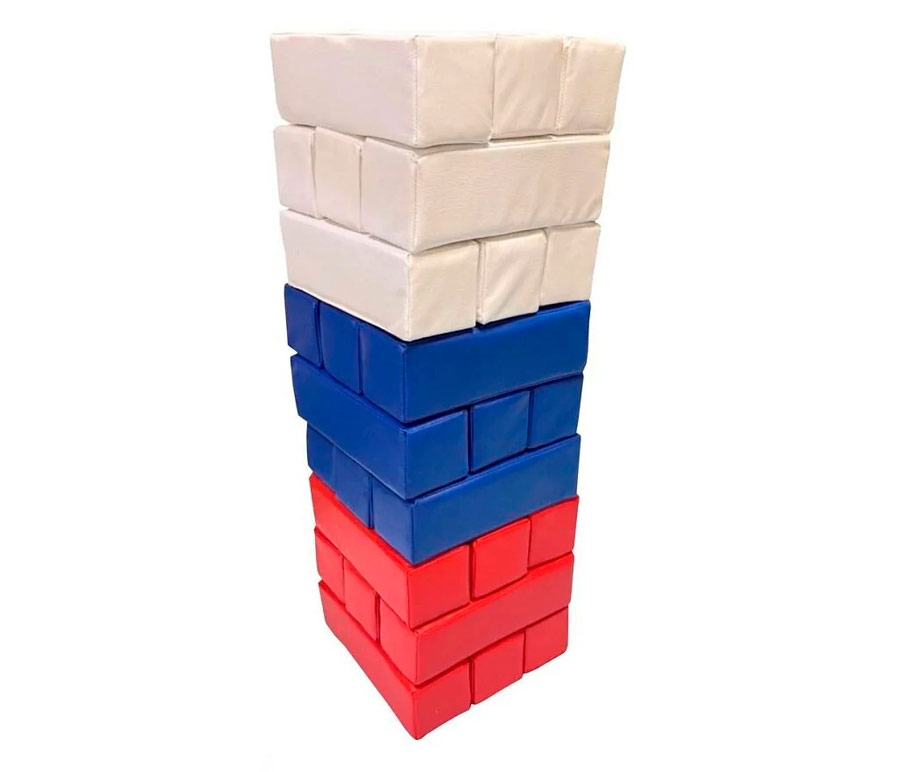 Гигантская мягкая модульная Дженга триколор 45 брусков 50*15*10 см ЛА670