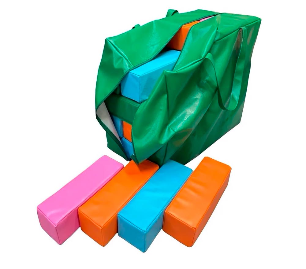Мягкая модульная Дженга 30 брусков 30*10*10  см, цвет зеленый/голубой/оранжевый/розовый ЛА679