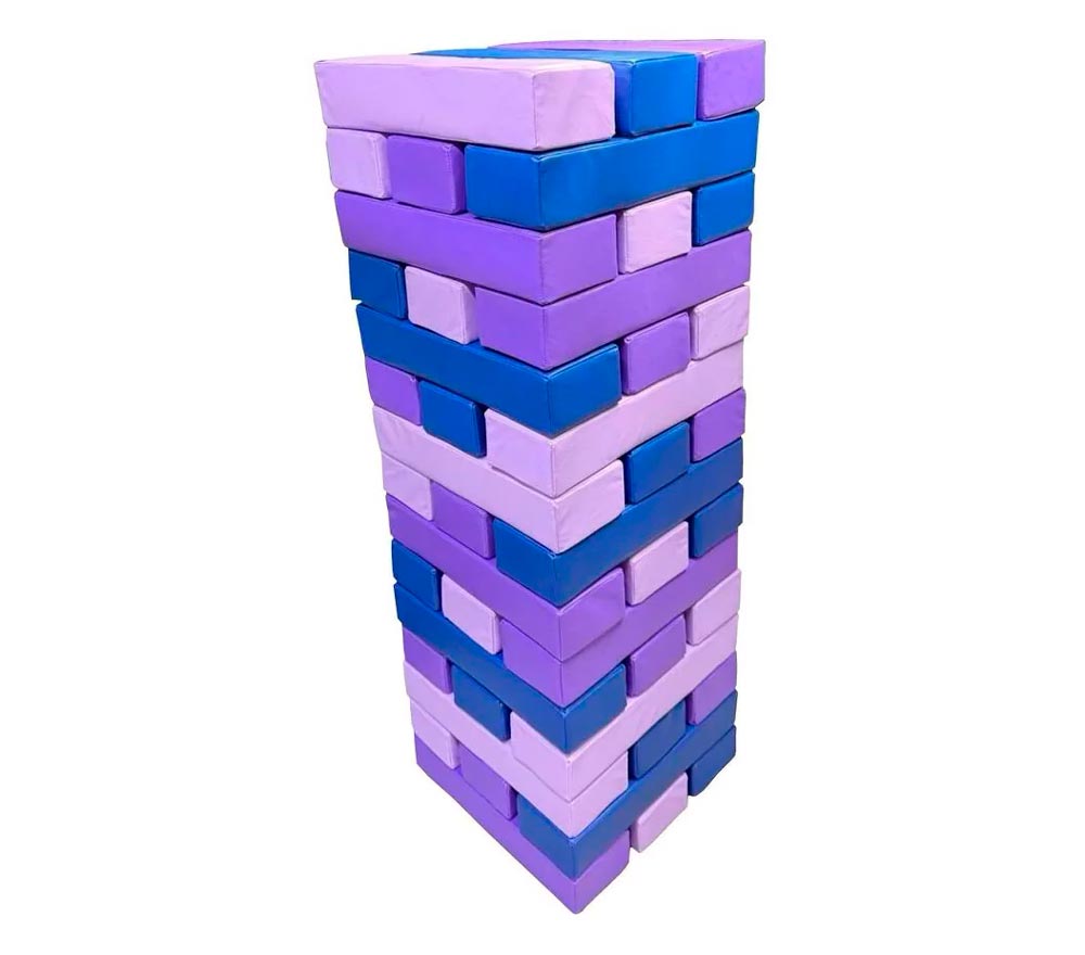 Гигантская мягкая модульная Дженга 45 брусков 50*15*10  см, цвет синий/сиреневый/св.сиреневый ЛА684