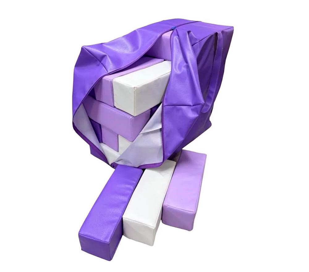 Мягкая модульная Дженга 30 брусков 30*10*10  см, цвет сиреневый/св.сиреневый/белый ЛА689