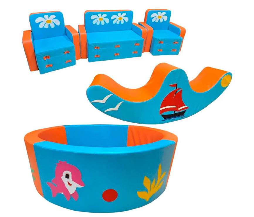 Набор мягких модулей для игровой комнаты "Море" ЛА693