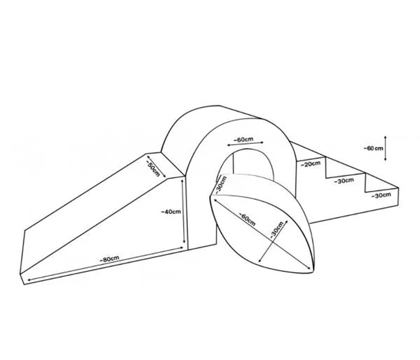 Набор мягких модулей с горкой, тоннелем и эллипсом ЛА699