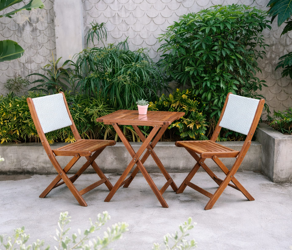 Набор садовой мебели из акации, 2 стула и столик ОГ-83