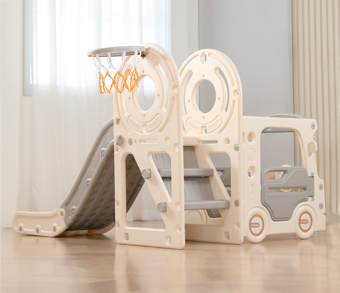 Игровой комплекс с горкой UNIX Kids "Супер Автобус", цвет серый UN-02