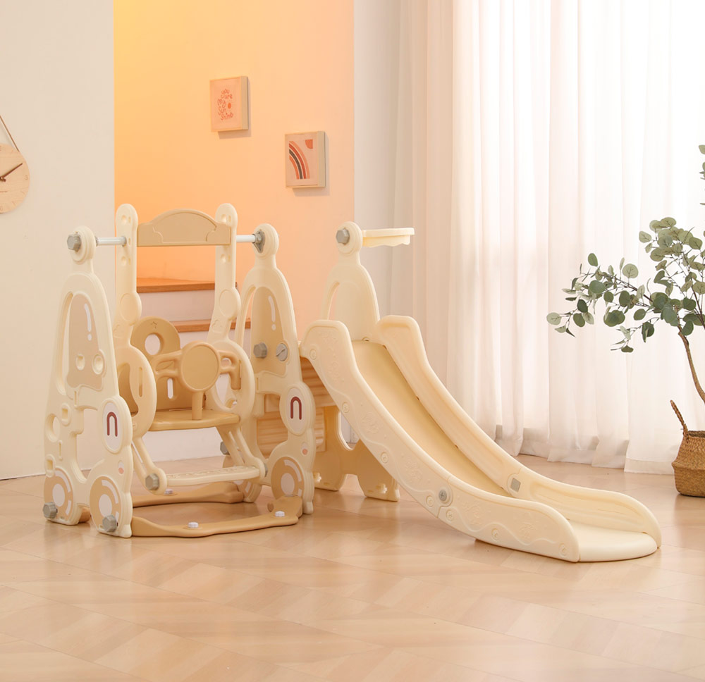 Горка с качелями UNIX Kids "Машина", цвет бежевый UN-08