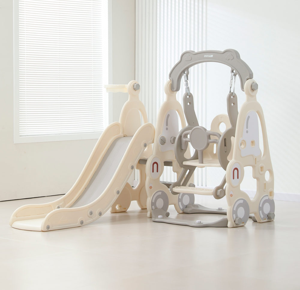 Горка с качелями UNIX Kids "Машина", цвет серый UN-10