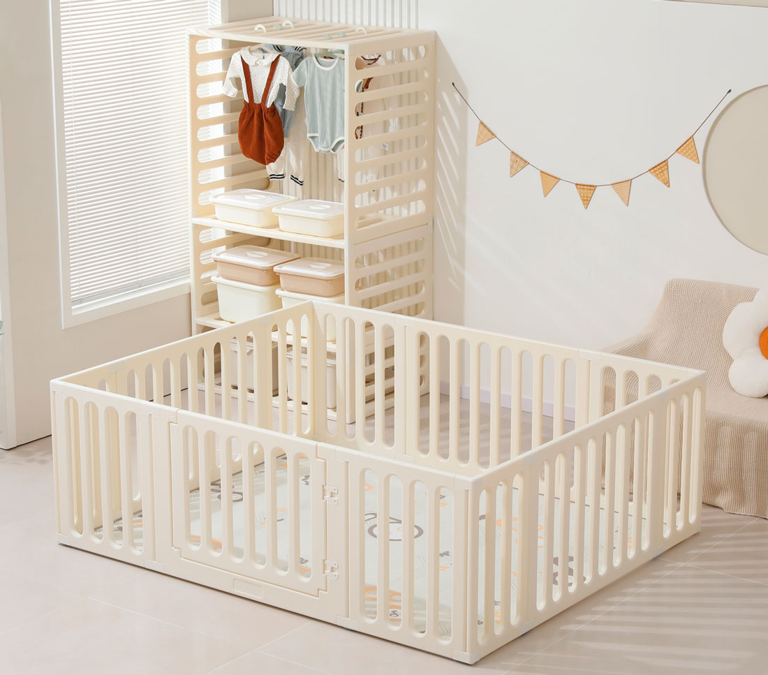 Манеж-стеллаж детский UNIX Kids 2 в 1, размер 180 х 200 см, цвет белый UN-25