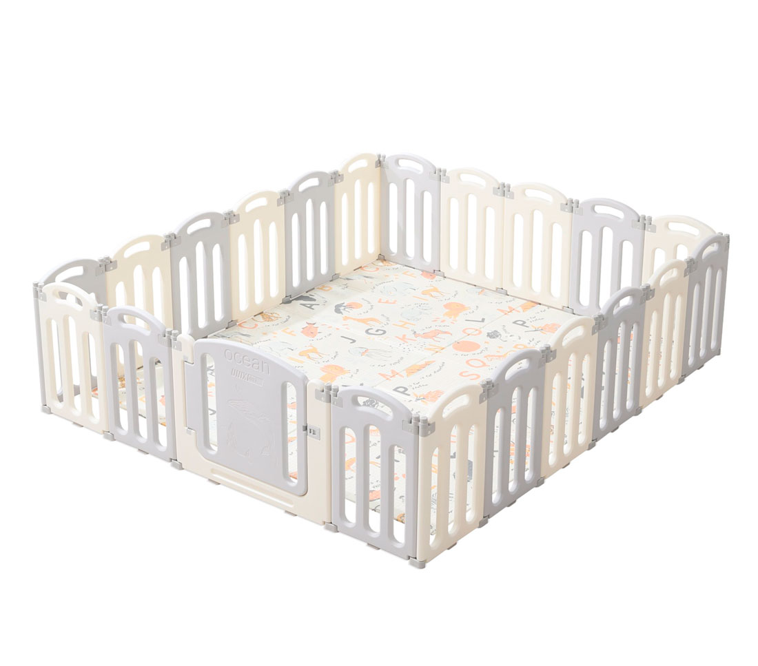 Манеж детский UNIX Kids "Океан", размер 225 x 188 см, цвет серый UN-29