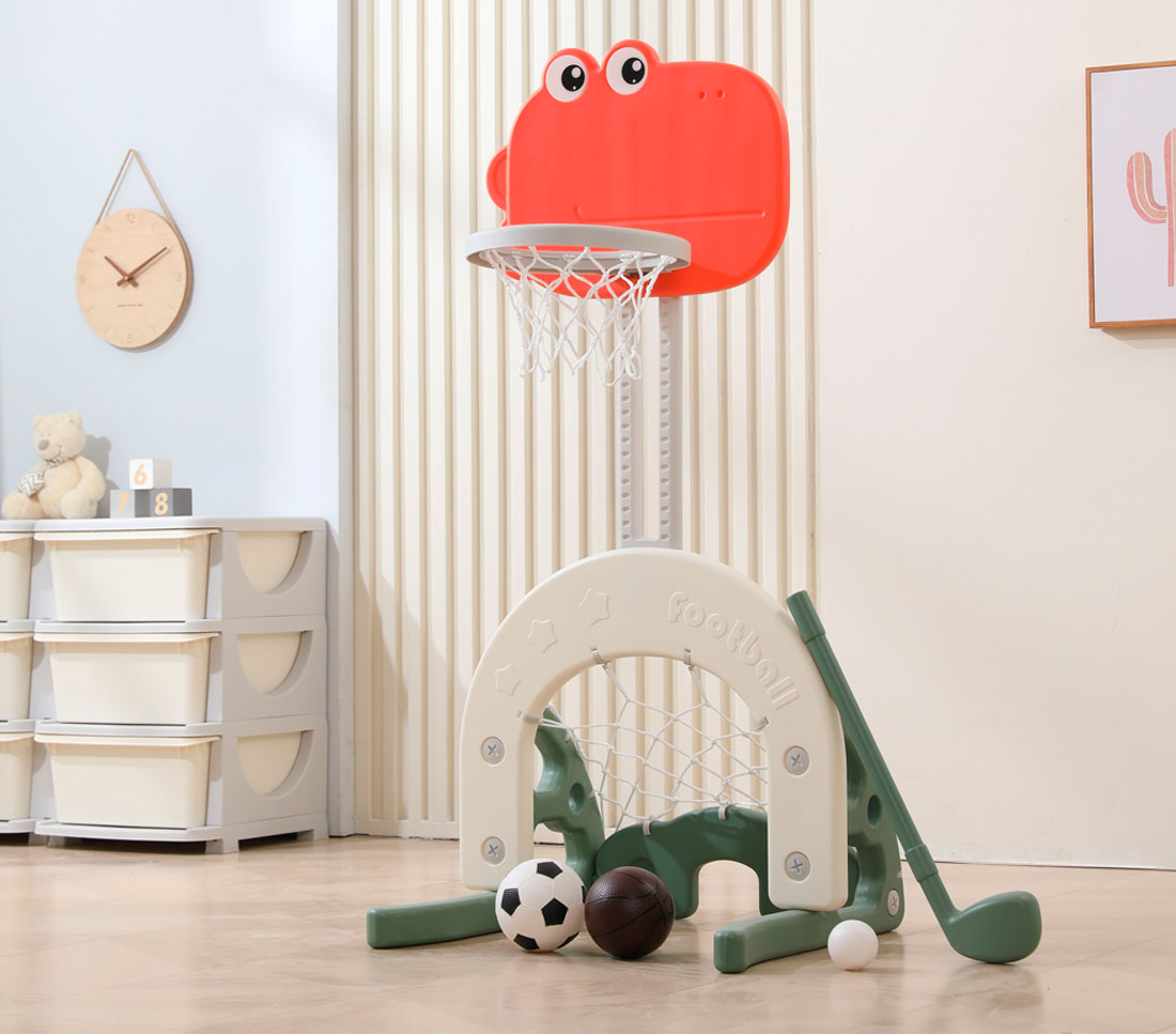 Комплекс домик игровой UNIX Kids "Дино и баскетбольная стойка "Дино" 3 в 1 UN-30