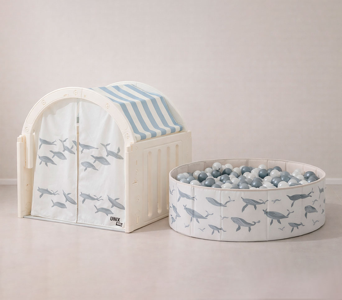 Комплекс домик игровой UNIX Kids "Океан" и сухой бассейн "Океан" (100 см) с шариками UN-33