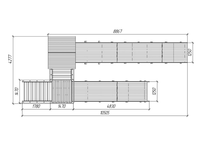 Зимняя горка деревянная Савушка Зима 7/2, скат h1 = 1,5 м, h2 = 2,3 м СВ-45