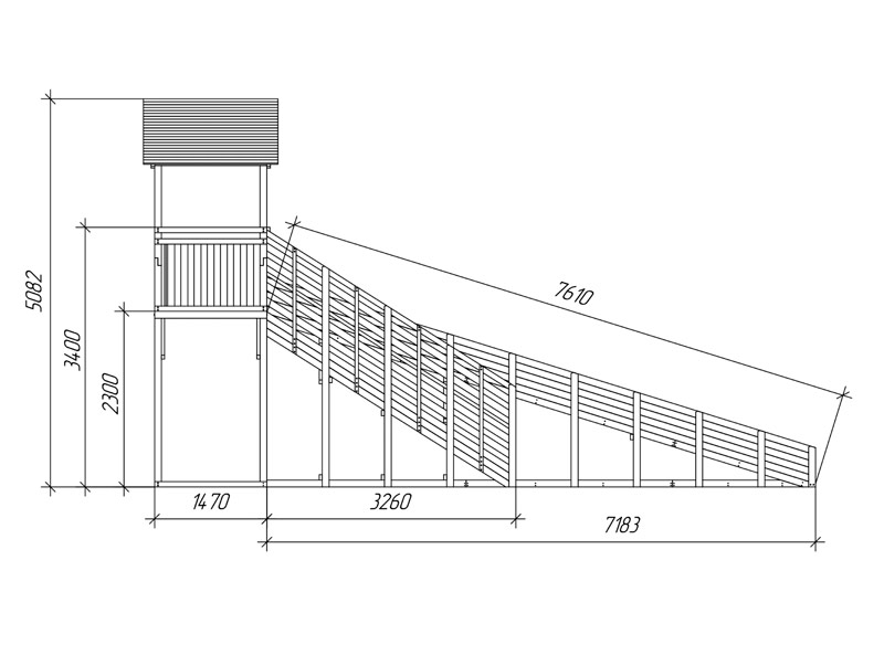 Зимняя горка деревянная Cавушка Зима Wood 6/1, скат h = 2,6 м СВ-49