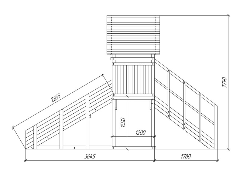 Зимняя горка деревянная Cавушка Зима 5, скат h = 1,5 м СВ-51