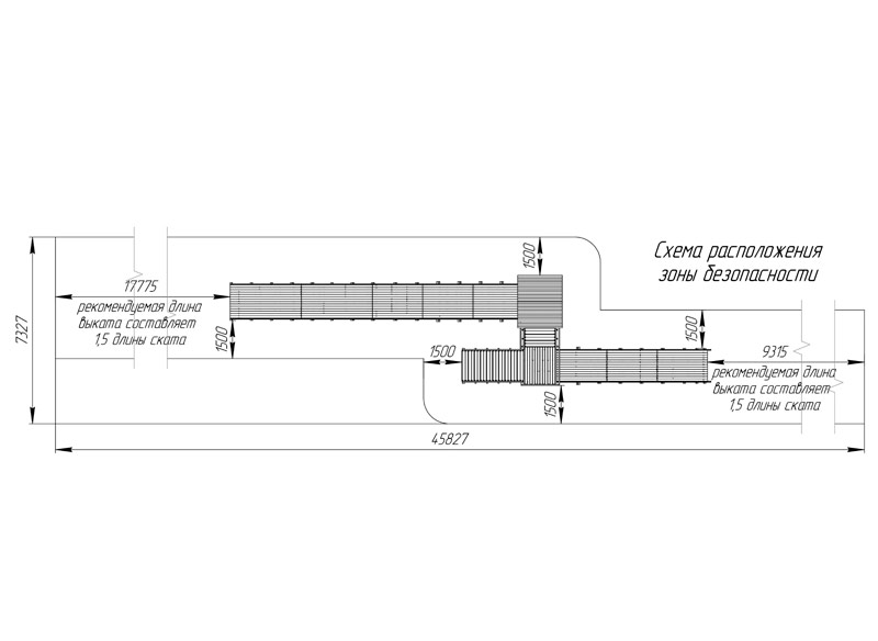 Зимняя горка деревянная Cавушка Зима Wood 9/3, скат h1 = 1,9 м, h2 = 2,7 м СВ-53