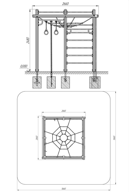 Спортивный комплекс для улицы c модулем для скалолазания У50