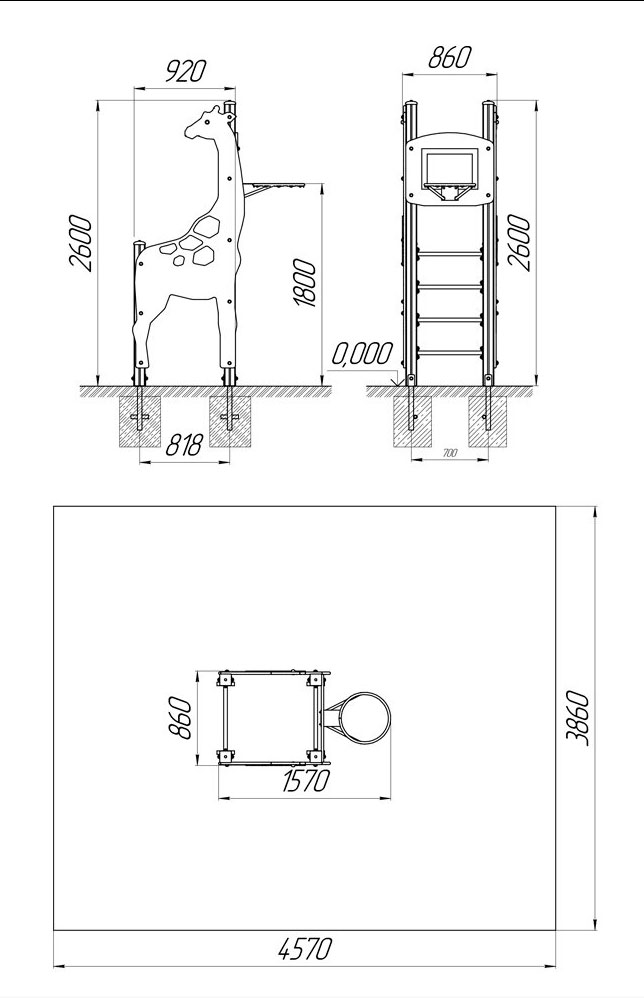 Стойка с баскетбольным щитом и лестницей «Жираф» У84