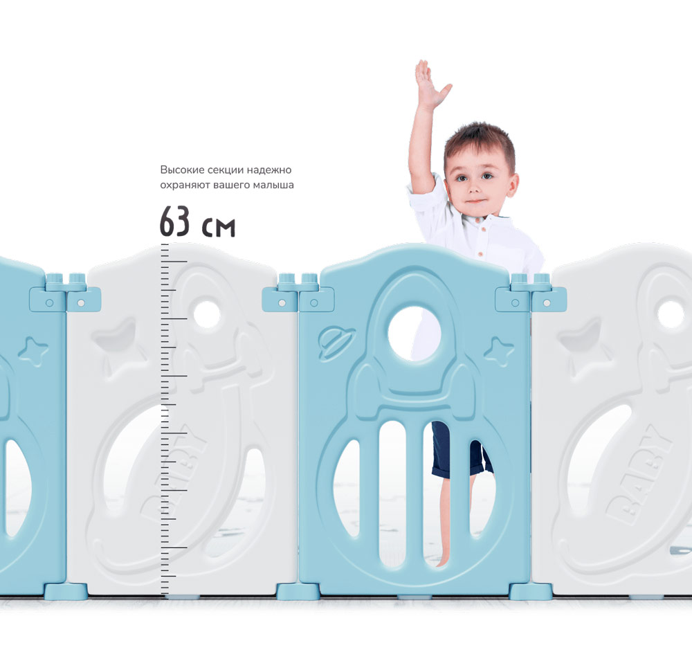 Манеж детский UNIX Kids "Величайший Космос", размер 200x200 см, цвет серый UN-13