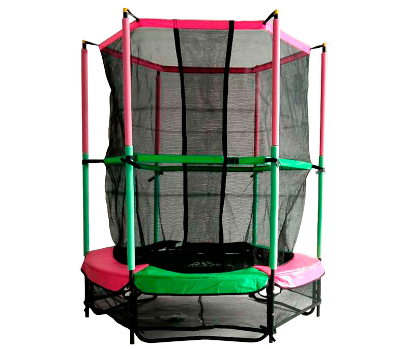 Батут для детей с сеткой JUMP KIDS D=137 см зелено-розовый DR-305