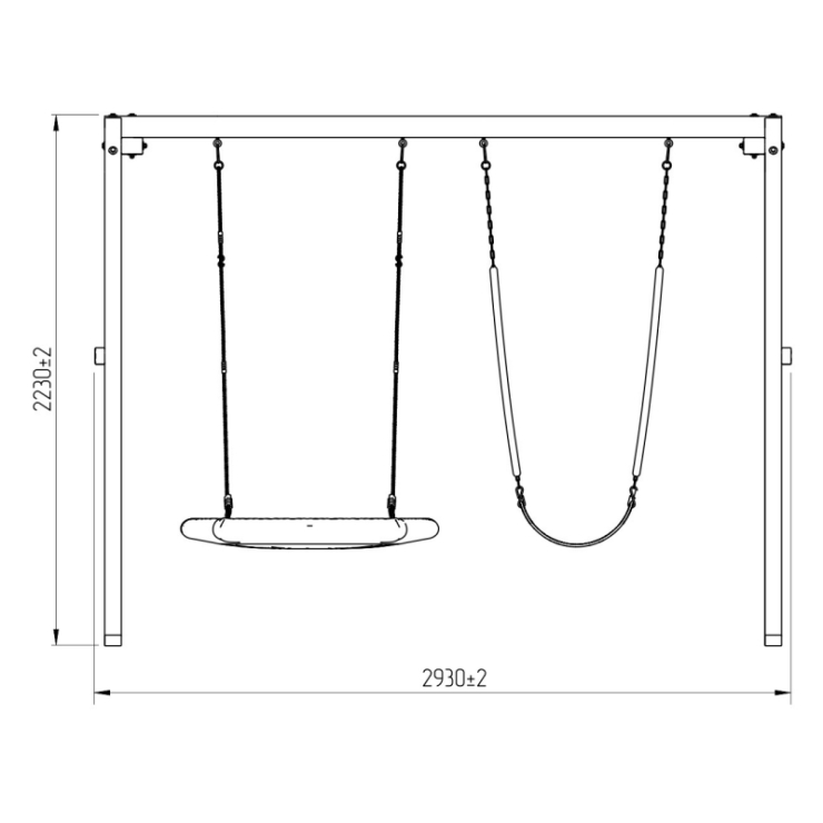 Деревянные двойные качели для дачи, гнездо + гибкие OG-39