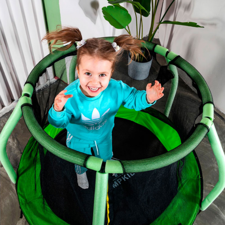 Батут для детей с защитной сетью JUMP KIDS D=120 см зеленый DR-303