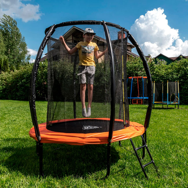 Батут с сеткой KENGOO II 5FT D=150 см оранжево-черный DR-351                                   