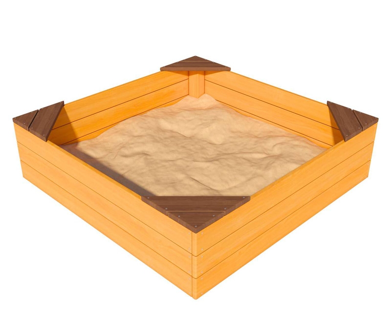 Песочница с защитным покрытием 1,15 х 1,15 м с угловыми элементами VT515