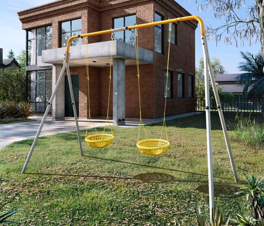 Качели двойные Сетка Romana, цвет серый/жёлтый VT-541