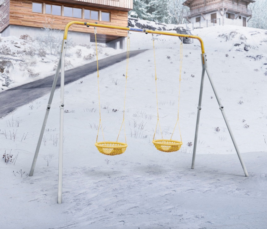 Качели двойные Сетка Romana, цвет серый/жёлтый VT-541