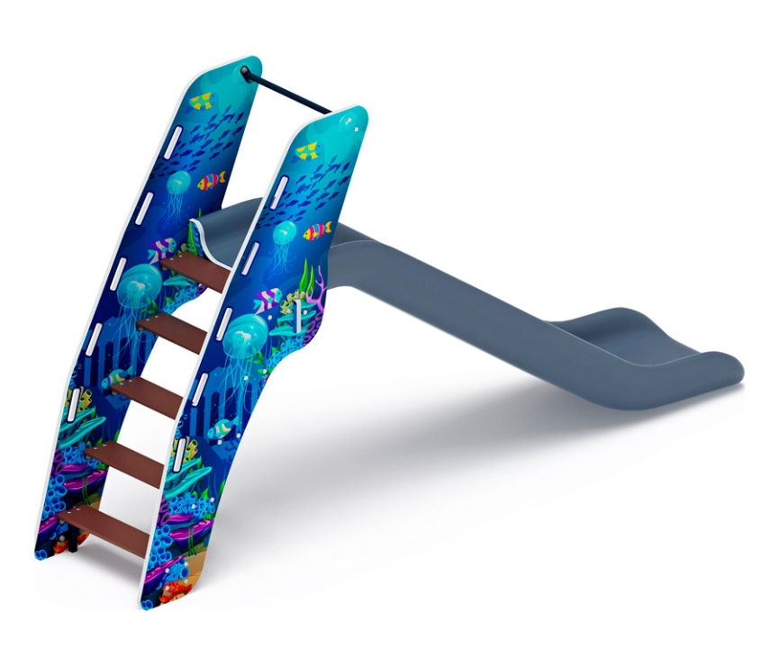 Горка пластиковая, скат H=1200, серый "Морской" СК-228