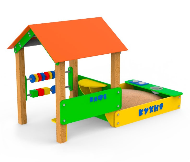  Игровой домик с песочницей для детской площадки "Кафе" АФ-35