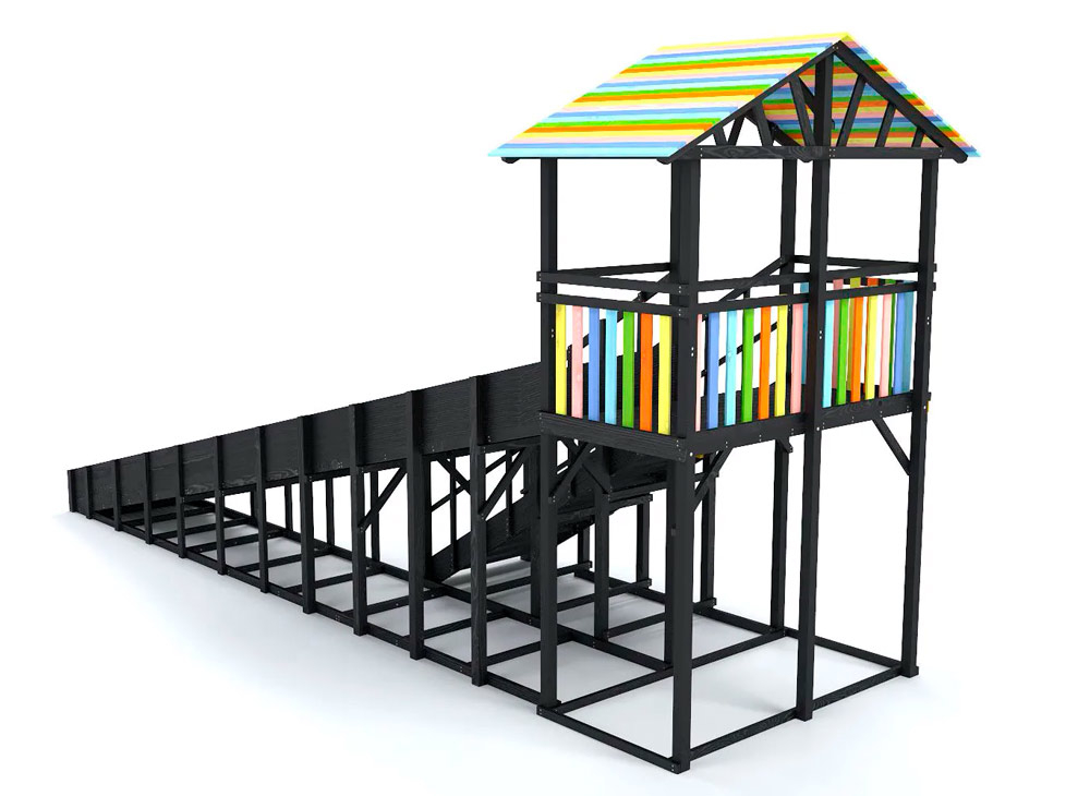 Зимняя горка деревянная Савушка Зима 8/1, скат h = 2,3 м (черный) СВ-44