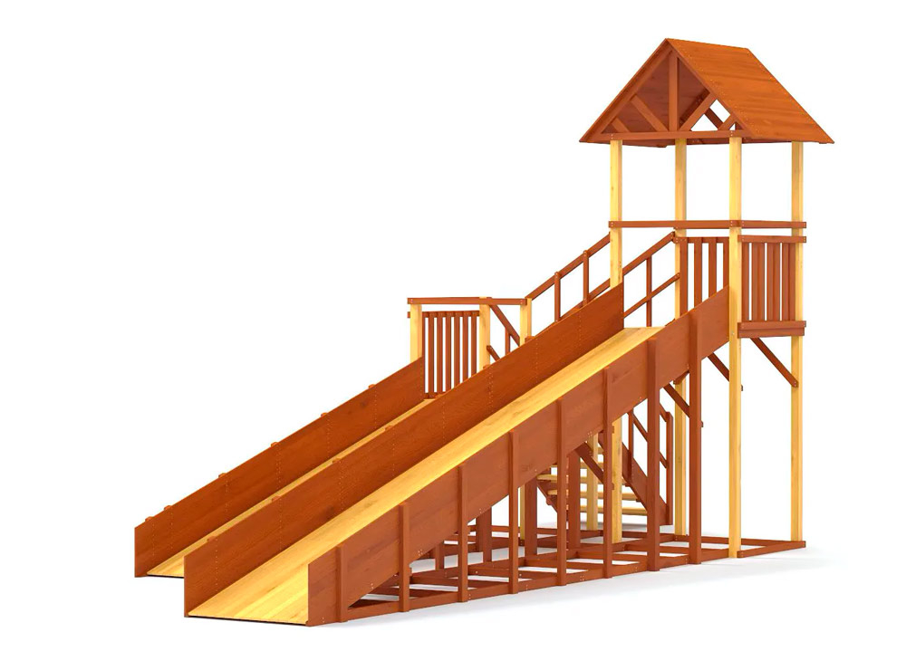 Зимняя горка деревянная Савушка Зима 7/2, скат h1 = 1,5 м, h2 = 2,3 м СВ-45