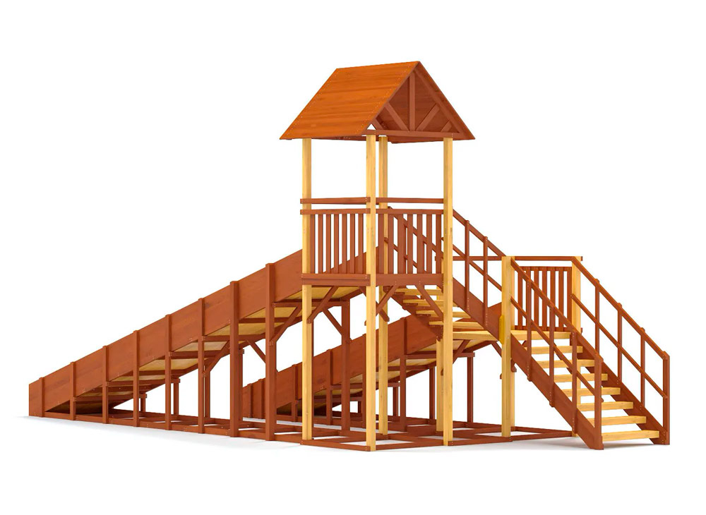 Зимняя горка деревянная Савушка Зима 7/2, скат h1 = 1,5 м, h2 = 2,3 м СВ-45