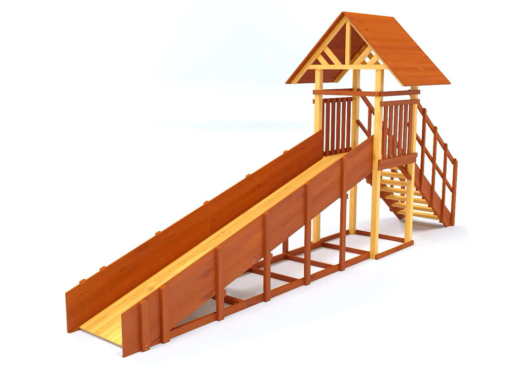 Зимняя горка деревянная Cавушка Зима 5, скат h = 1,5 м В-46