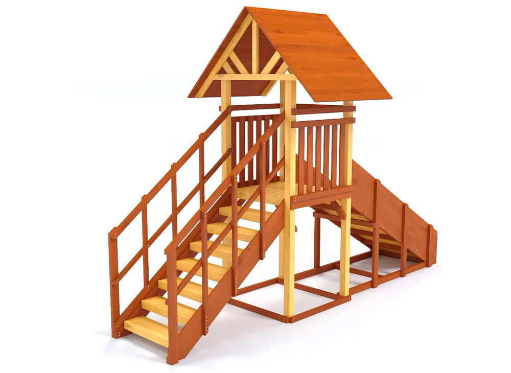 Зимняя горка деревянная Cавушка Зима 5, скат h = 1,5 м СВ-51