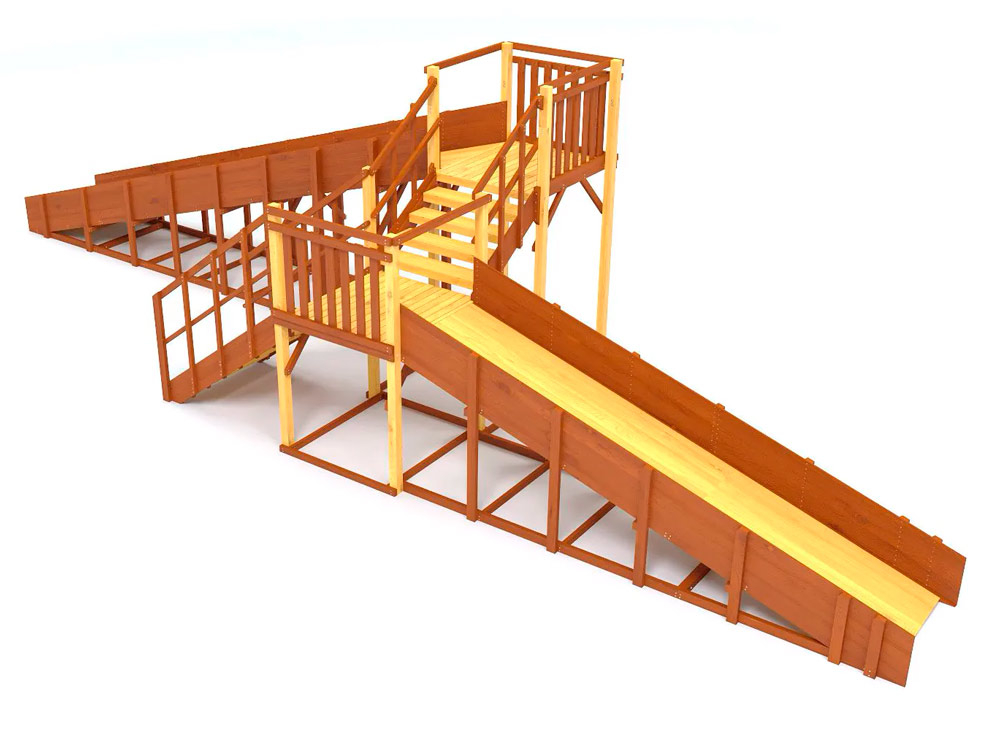 Зимняя горка деревянная Cавушка Зима 7/1, скат h1 = 1,5 м, h2 = 2,3 м СВ-52